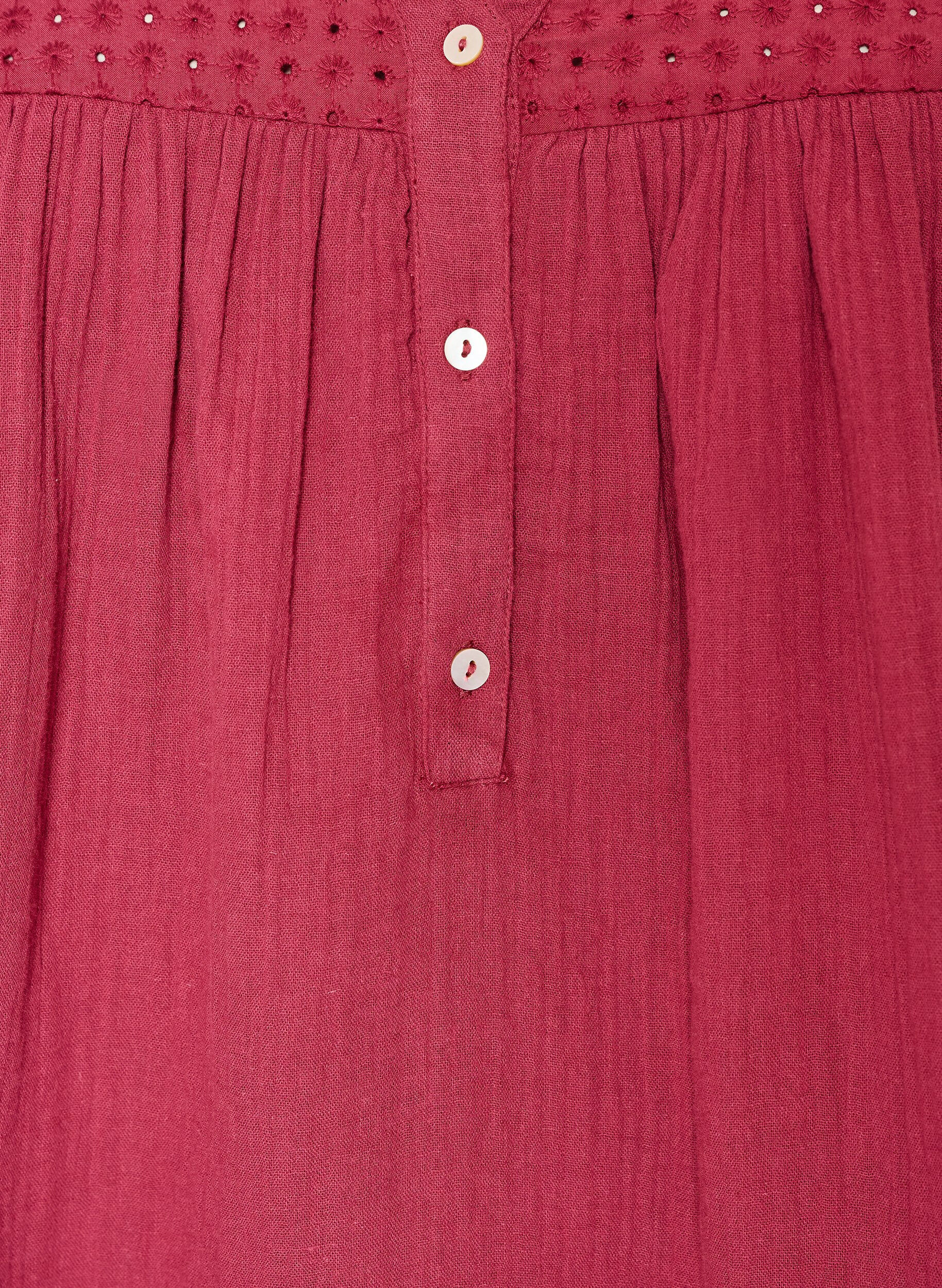 ZizziBluse i bomullsmuslin med broderie anglaise, R&oslash;d, Packshot image number 2