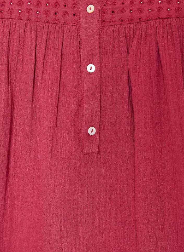Bluse i bomullsmuslin med broderie anglaise, R&oslash;d, Packshot image number 2