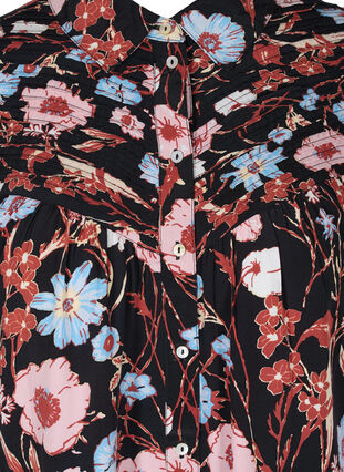 Blomstrete tunika i viskose, Black Flower AOP, Packshot image number 2