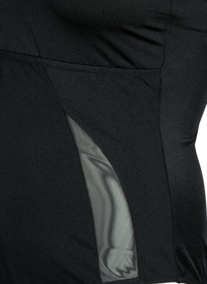 En-skulder badedrakt med meshdetaljer, Black, Packshot image number 3