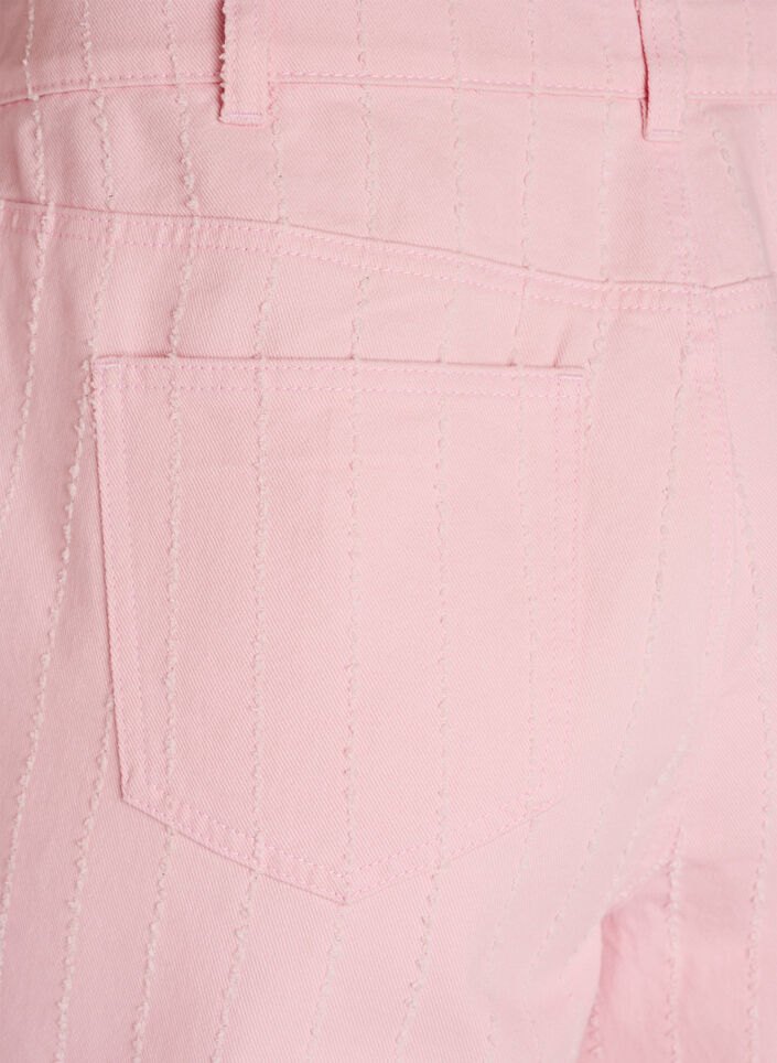 Myra jeans i farget denim med wide fit og teksturert m&oslash;nster, Rosa, Packshot image number 3