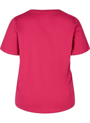 T-skjorte i organisk bomull med V-hals, Sangria, Packshot image number 1