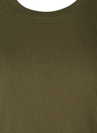 Ribbet T-skjorte med korte puffermer, Ivy Green, Packshot image number 2