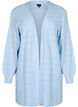 Lang strikket cardigan med blondemønster, Cashmere Blue Mel., Packshot image number 0