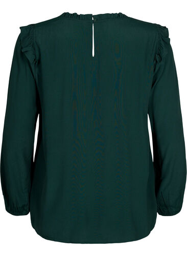 Viskosebluse med volanger og blonder, Scarab, Packshot image number 1