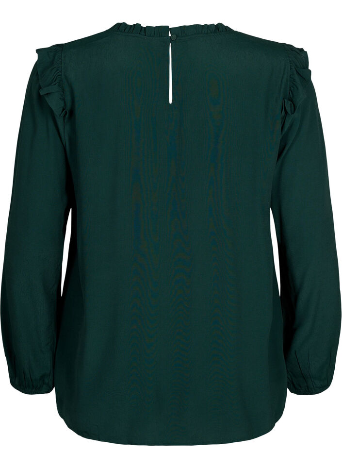 Viskosebluse med volanger og blonder, Scarab, Packshot image number 1