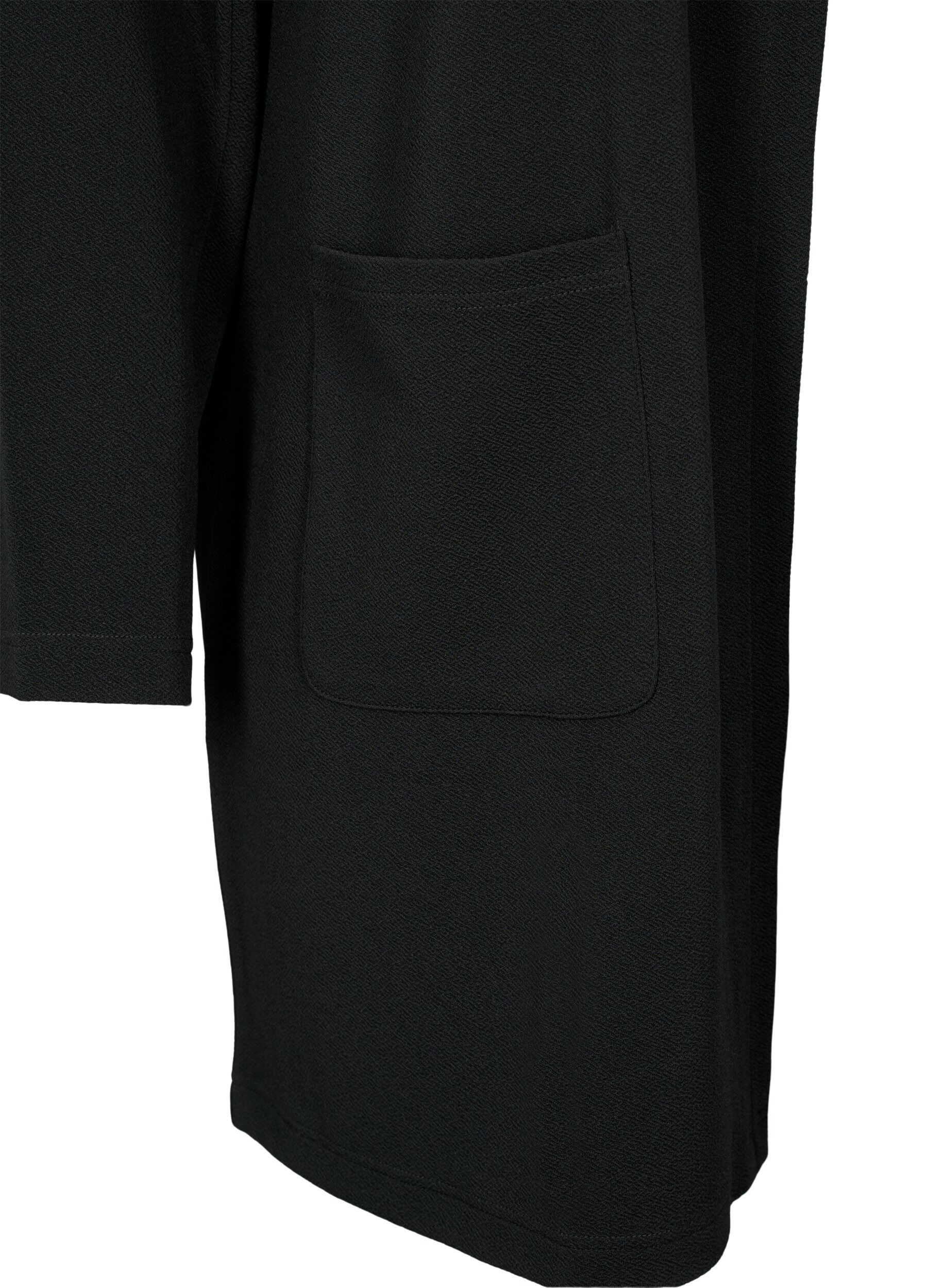 ZizziLang blazer med lommer, Svart, Packshot image number 3