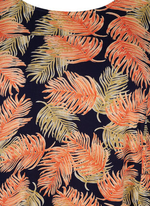 Kortermet viskosekjole med mønster, Orange Leaf, Packshot image number 2
