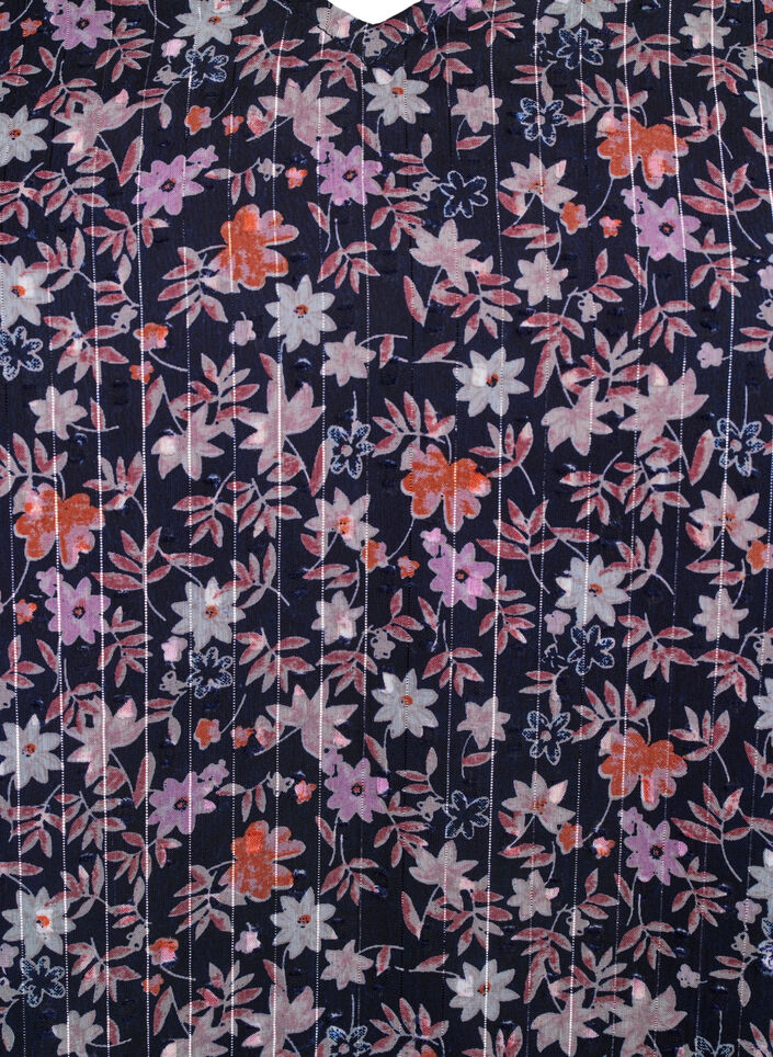 Bluse med blomstertrykk og glittertr&aring;d, Bl&aring;, Packshot image number 2