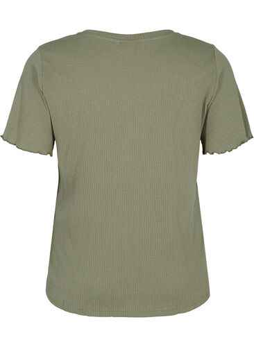 T-skjorte i et ribbet materiale , Dusty Olive, Packshot image number 1