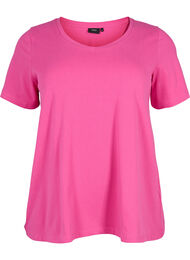 Ensfarget basis T-skjorte i bomull, Raspberry Rose