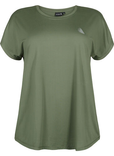 Kortermet trenings-T-skjorte, Thyme, Packshot image number 0