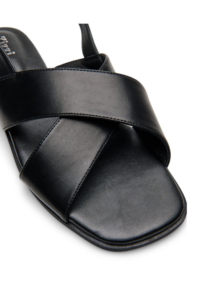 Skinnsandal med kryssremmer, Svart, Packshot image number 3
