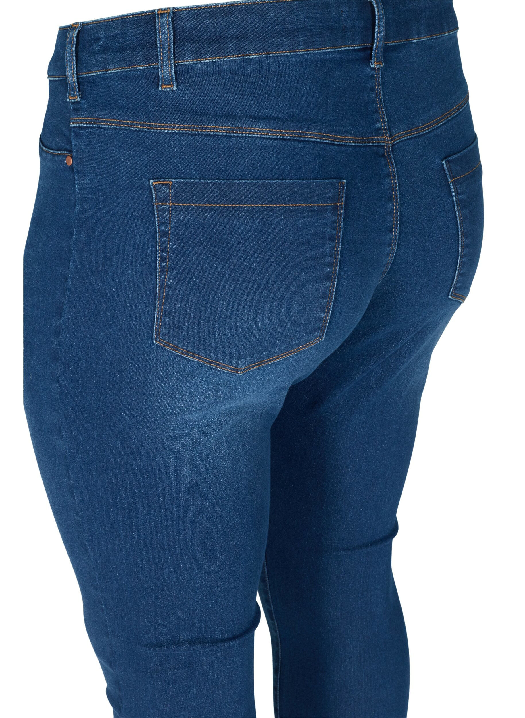 Zizzi Jeggings i bomullsmiks, Blue denim, Packshot image number 3