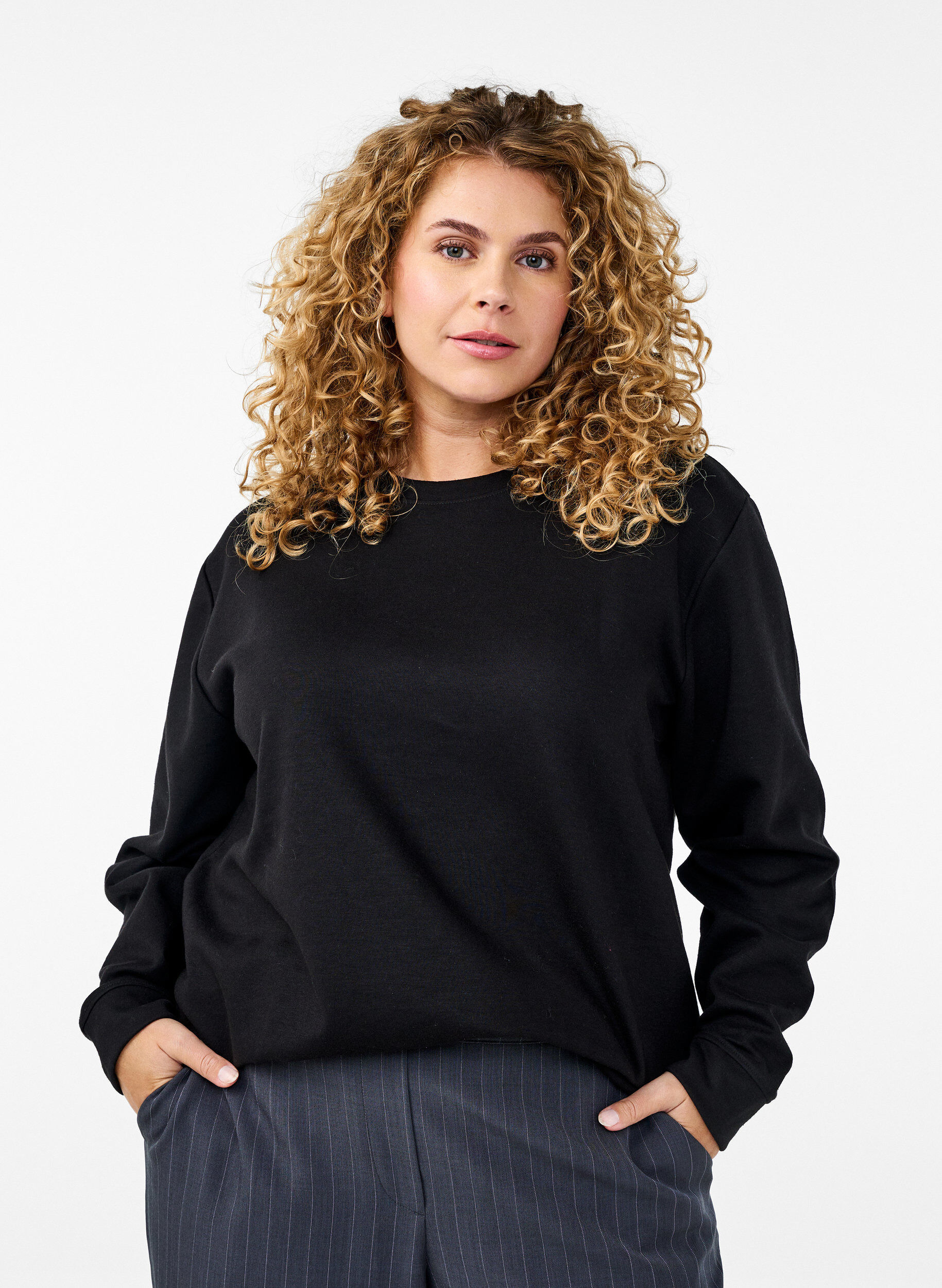 Genser med crewneck, Svart, Model