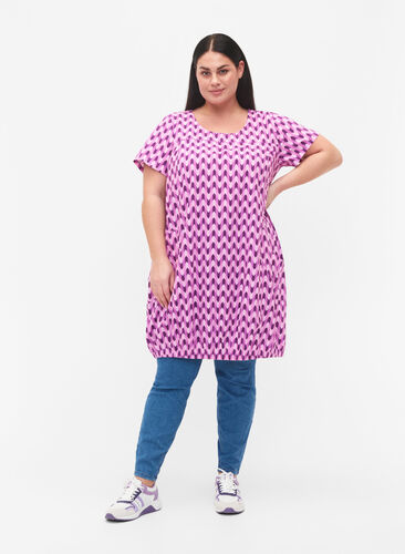 Kortermet bomullskjole med mønster, Graphic Color, Model image number 2