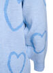 Lang cardigan med tone-i-tone hjerter, Blå, Packshot image number 3