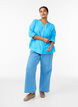 Bluse i bomull med V-hals, Bl&aring;, Model image number 1