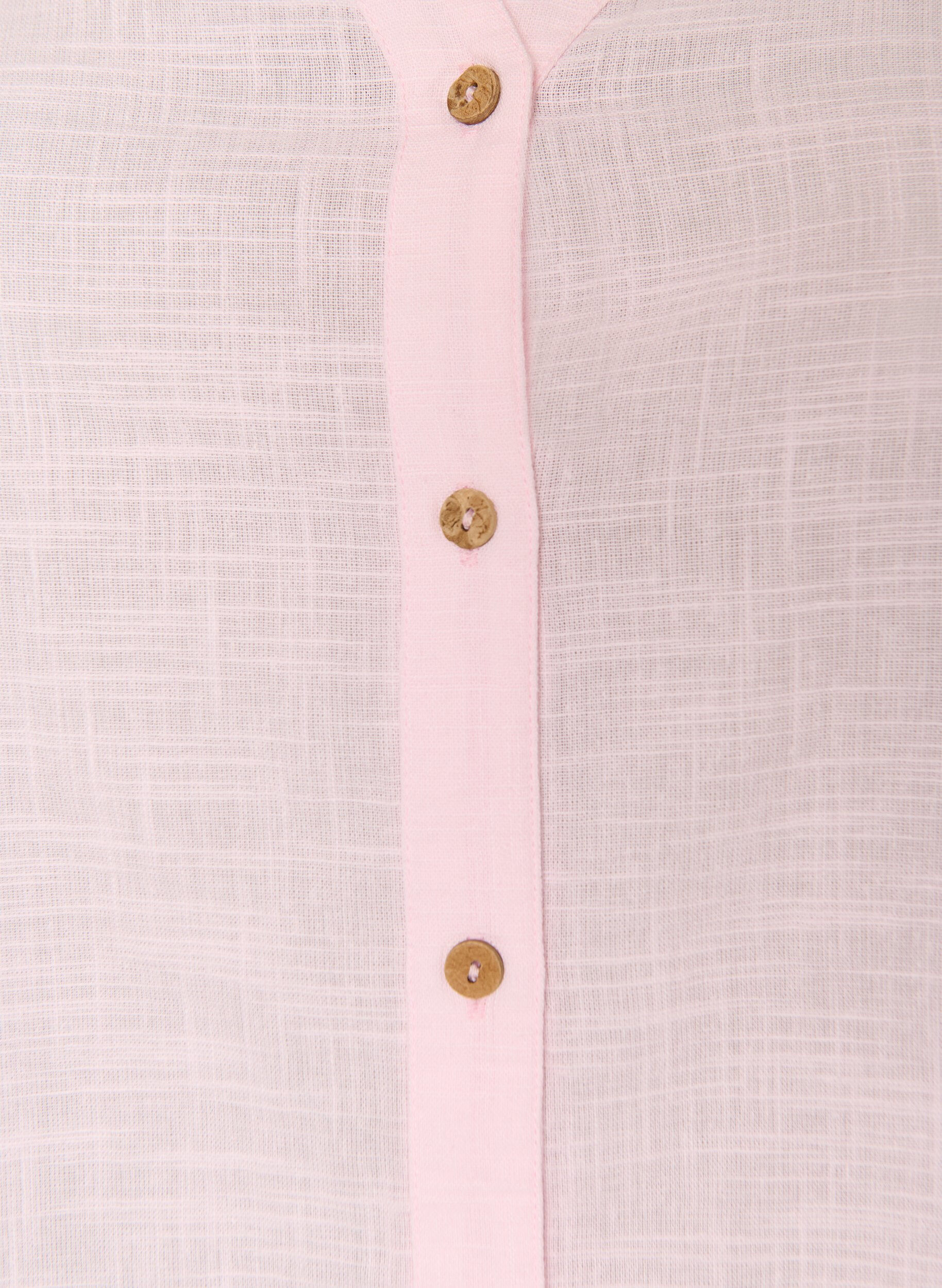 ZizziBomullsbluse med V-hals, Rosa, Packshot image number 2