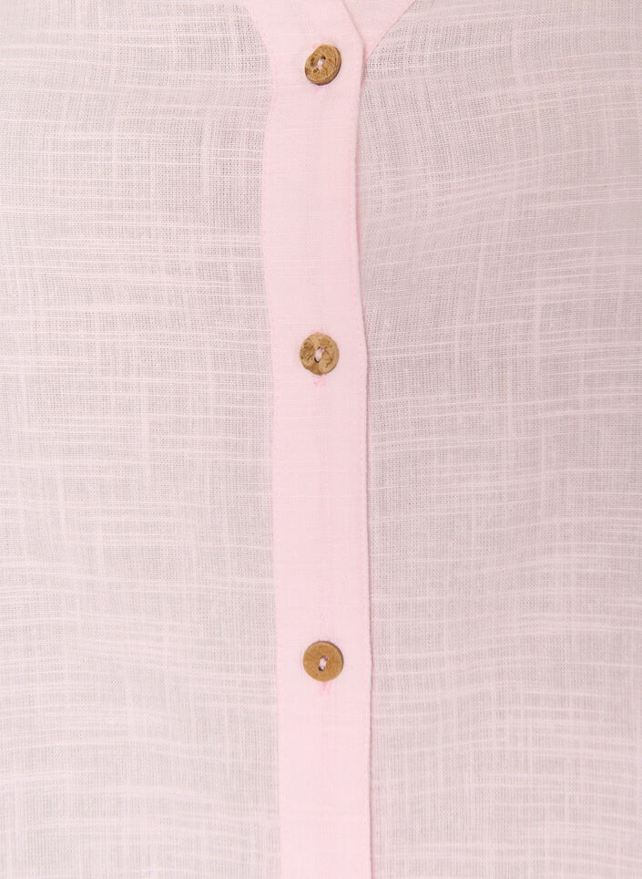 Bomullsbluse med V-hals, Rosa, Packshot image number 2