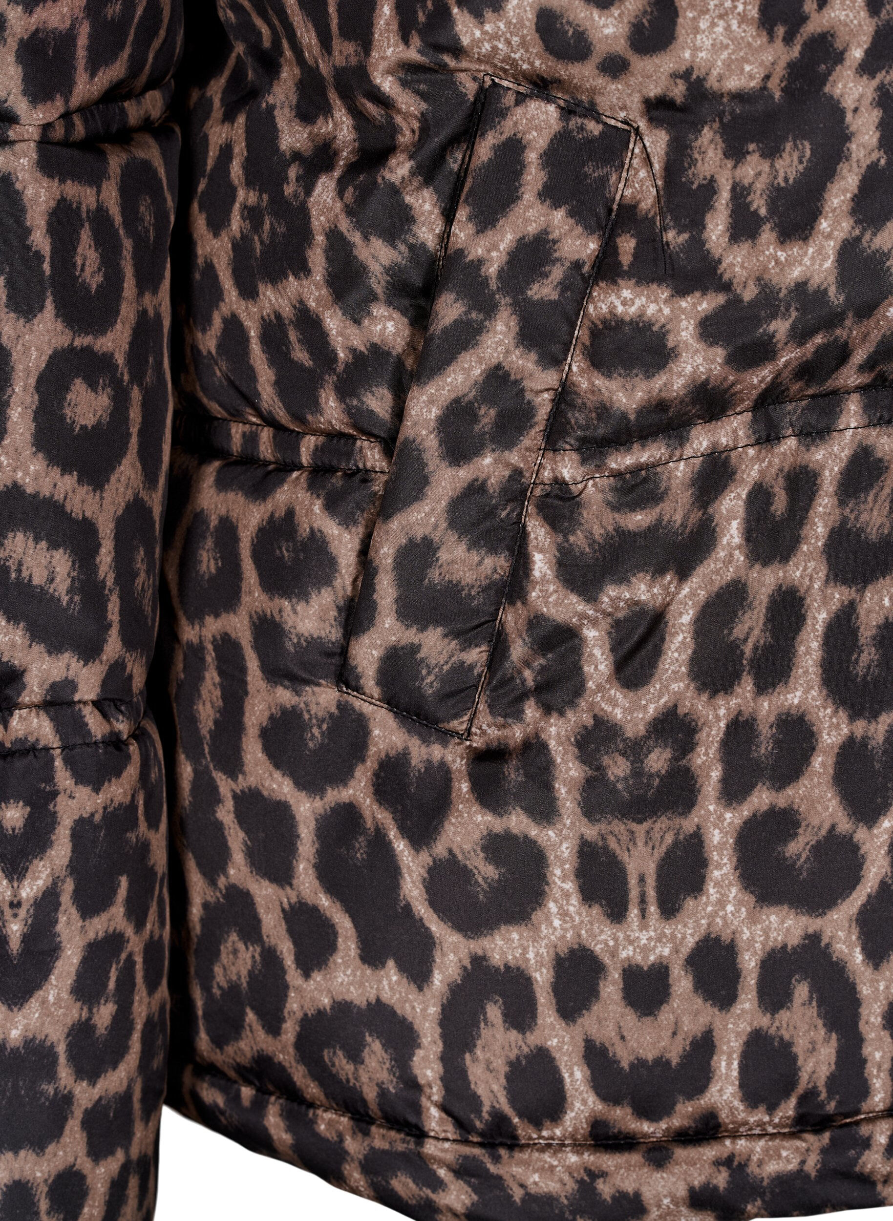 Zizzi Kort pufferjakke med hette og toveis glidel&aring;s, Svart, Packshot image number 3