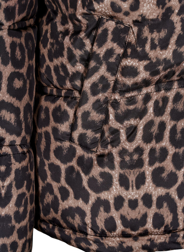 Kort pufferjakke med hette og toveis glidelås, Svart, Packshot image number 3