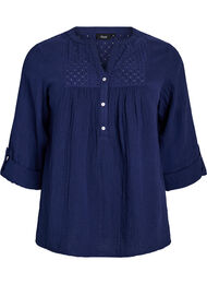 Bluse i bomullsmuslin med broderi anglaise, Naval Academy
