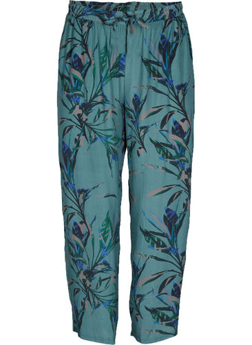 Løse bukser i viskose med mønster, Sea Pine Leaf, Packshot image number 0