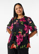 Bluse med blomstertrykk og peplum, Svart, Model image number 0