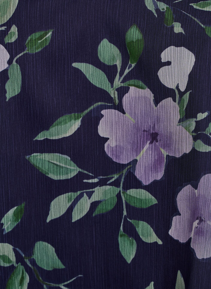 Chiffonbluse med blomstertrykk og lange ermer, Bl&aring;, Packshot image number 2
