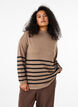 Bluse med høy hals og lange ermer, Beige, Model image number 0
