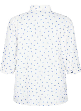 Skjortebluse med 3/4 ermer, Bright White Heart, Packshot image number 1