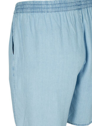 Løse shorts med knyting og lommer, Light blue denim, Packshot image number 3