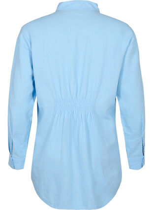 Lang skjorte i lin og viskoseblanding, Chambray Blue, Packshot image number 1