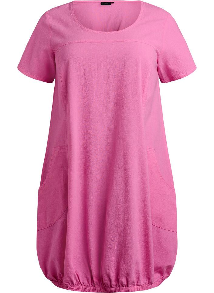 Kortermet kjole i bomull, Rosa, Packshot image number 0