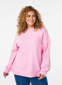 Genser med dekorative sømmer, Rosa Genser med dekorative sømmer, Rosa, Model
