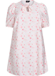 Kort A-linjekjole med blomsterprint, Rose Flower AOP