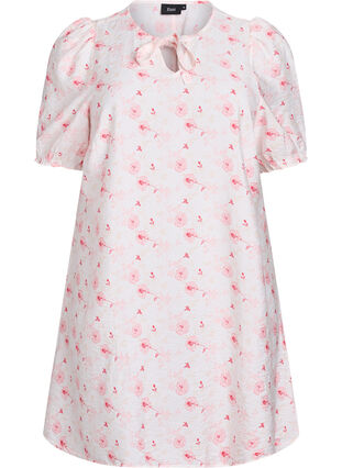 Zizzi Kort A-linjekjole med blomsterprint, Rosa, Packshot image number 0