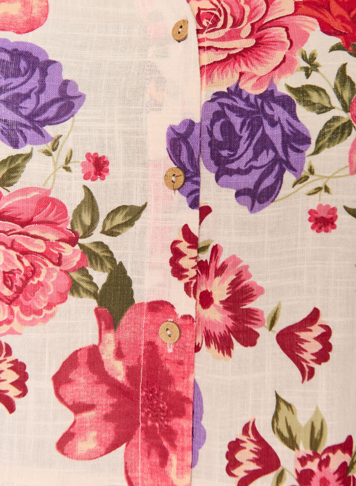 Bomullsmidikjole med blomsterprint, R&oslash;d, Packshot image number 2