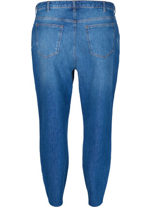 Cropped mom fit Mille jeans med en løs passform, Blue denim, Packshot image number 1