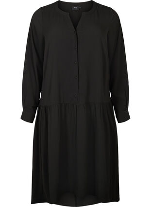 Midi-kjole med lange ermer, Black, Packshot image number 0