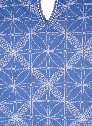 Zizzi Bluse med korte ermer og brodert mønster, Blå, Packshot image number 2