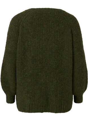 Strikket genser i ull med raglanermer, Winter Moss, Packshot image number 1