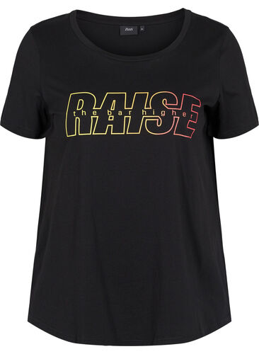 T-skjorte til trening med trykk, Black w. Raise, Packshot image number 0