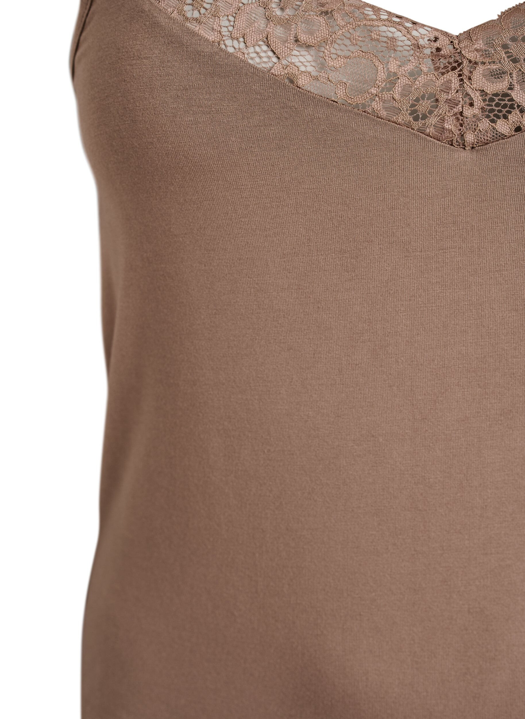 ZizziTopp i viskose med blondekant, Beige, Packshot image number 2