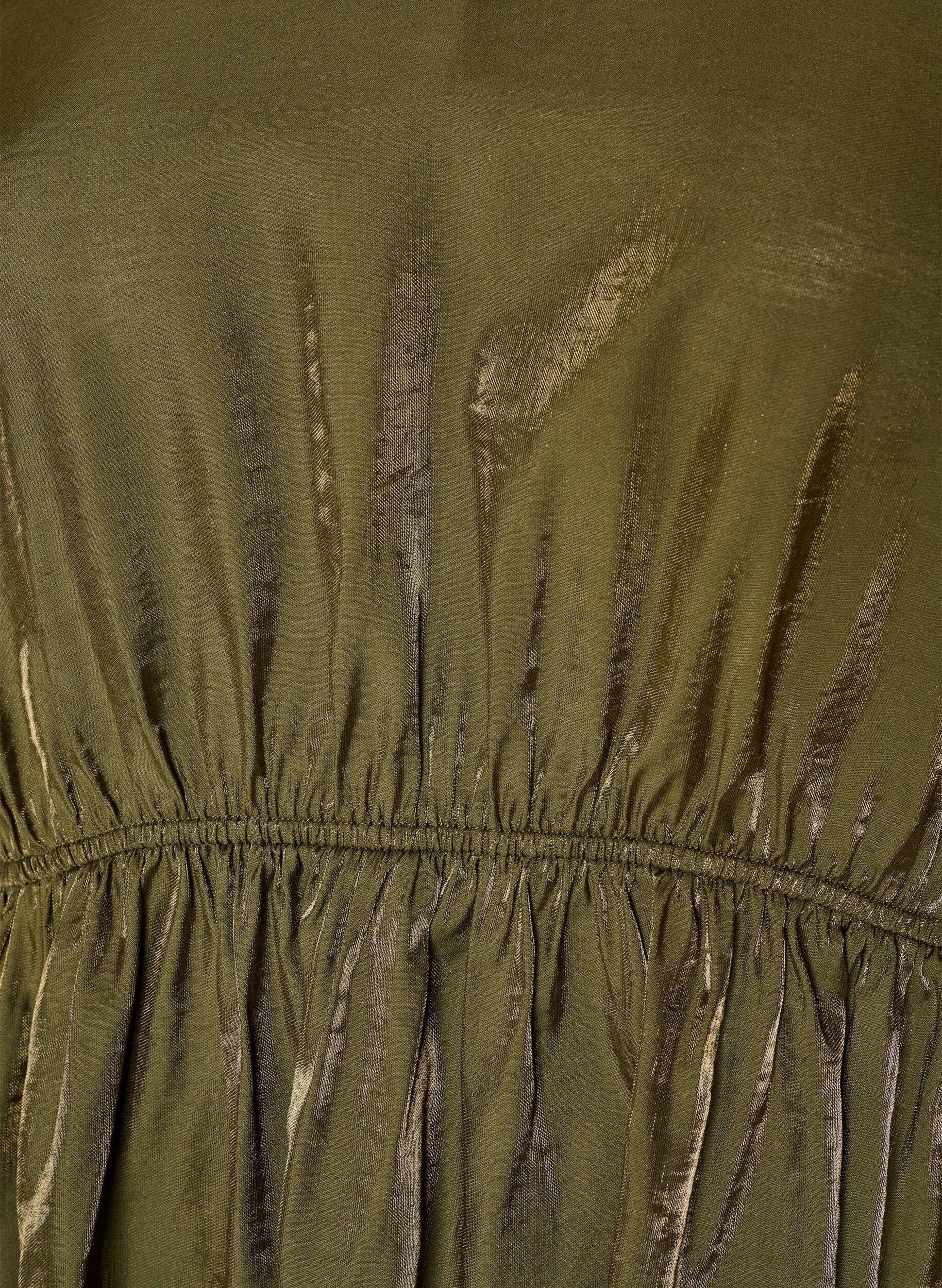 ZizziSkinnende viskosebluse med peplumeffekt, Gr&oslash;nn, Packshot image number 2