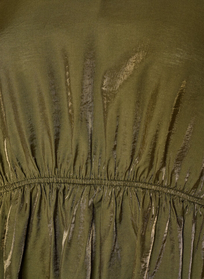 Skinnende viskosebluse med peplumeffekt, Gr&oslash;nn, Packshot image number 2