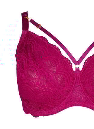Zizzi Heldekkende BH med blonder og stringdetaljer, Boysenberry, Packshot image number 2
