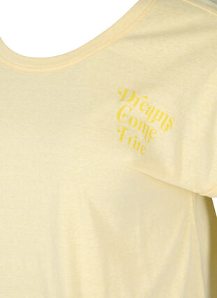Melert T-skjorte i bomull, Pale Banana Melange, Packshot image number 2