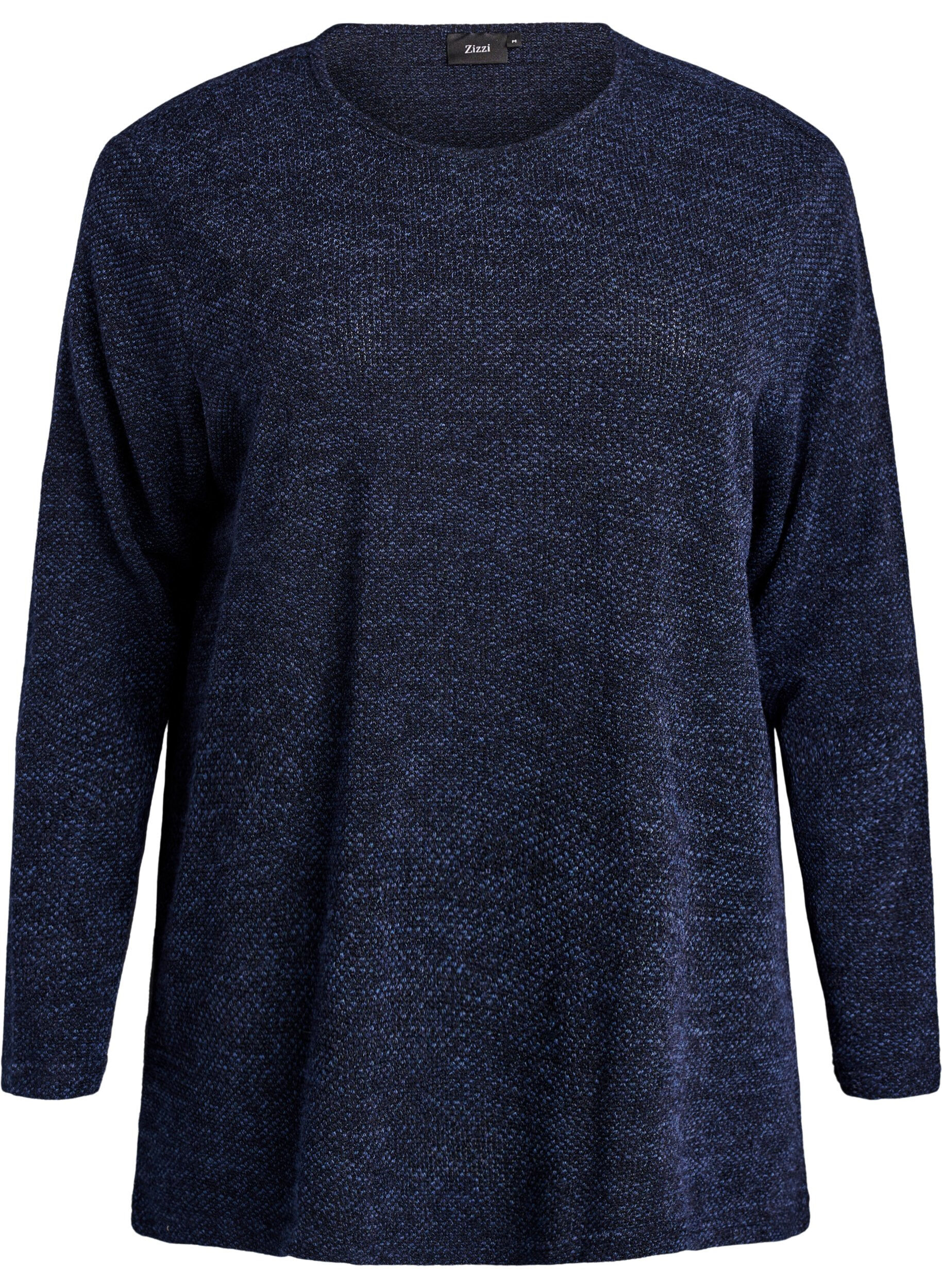 ZizziLangermet bluse med tekstur, Bl&aring;, Packshot image number 0